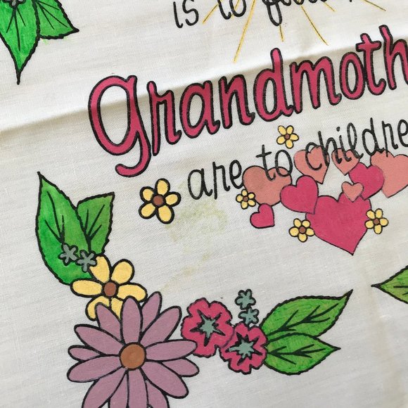 Grandmother Saying Hand Painted Fabric for Cushion Cover Artex Tri-Chem 14x15" - Picture 4 of 5